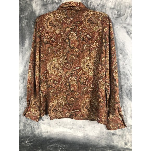 Rafaella Womens Pasel Blouse14 Button Up Blouse Long Sleeve Front Tie - Picture 13 of 13